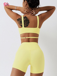 Seamless Yoga Set Fitted Workout Woman Gym Wear Short Set Top Shirt Scrunch <b>Booty</b> Gym Shorts Women's Sets 2 piece set women - Product Image 4