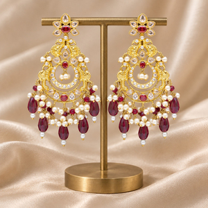 Boucles d'oreilles pendantes en perles multicolores plaquées or, vente en gros, fabricant en gros - Product Image 2