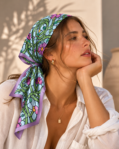 Pañuelo de Seda Cuadrado con Estampado Personalizado, Chal Floral Geométrico para Mujer, Accesorio de Invierno con Impresión Digital - Product Image 2