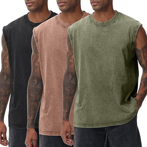 Camiseta sin mangas para hombre, cuello redondo, color sólido, chaleco informal de punto de algodón, negro, gris, verde, conjunto de ropa urbana de verano - Product Image 6