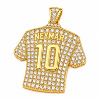 Pendentif maillot de football en or 18 carats avec diamant de laboratoire, collier numéro en diamant de laboratoire, fabricant de bijoux en gros