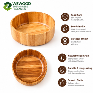 Juego de Tazones Ecológicos y Duraderos de Madera Natural y Bambú, Tazones Premium para Servir en el Hogar y Restaurantes - Product Image 4