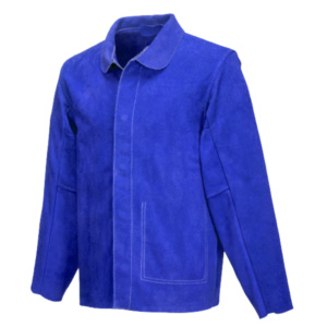 Veste de soudeur en cuir de vachette pleine fleur de qualité supérieure, résistante, pour la protection industrielle et la protection contre les étincelles de feu lors du travail - Product Image 2