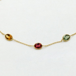 Fashionable Unique Trendy 100% Natural Multi Tourmaline Gemstone Handmade Bracelet <b>Solid</b> 18k Yellow <b>Gold</b> for Party Gift - Product Image 2