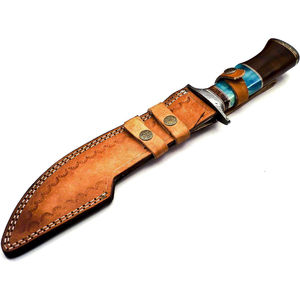 Cuchillo Bowie de Caza de Acero de Damasco Forjado a Mano Personalizado, con Mango de Madera, OEM Disponible, el Mejor Cuchillo para Camping, Supervivencia y Caza al Aire Libre - Product Image 3