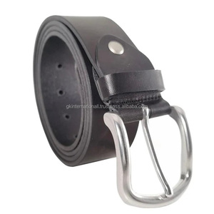 เข็มขัดลำลองหนังสีดำคุณภาพสูงสำหรับผู้ชายพร้อมหัวเข็มขัดทองเหลืองนิกเกิลแท้เข็มขัดหนังแท้แบบเต็มตัวทำเองและอุปกรณ์เสริม - Product Image 4