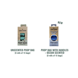 Bolsas para excremento de mascotas Care For The Good sin perfume con asas (8 rollos de 15 bolsas) - Product Image 1