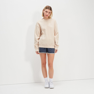 Sudadera Beige Extra Grande para Mujer, Cuello Redondo, Manga Larga, Diseño Asimétrico de Punto Sólido, Ropa de Otoño - Product Image 4