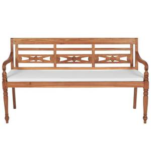 Grande banquette de patio en teck fin brun et blanc avec assise en tissu - Product Image 2