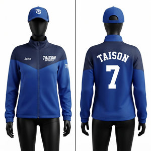 Sudadera Unisex para Entrenamiento de Hockey sobre Césped, Poliéster Premium de 330g, Azul y Blanco Sólido, Logotipo Personalizado por Transferencia Térmica, con Capucha, Impermeable - Product Image 1