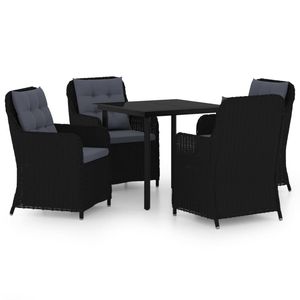 Set da Pranzo da Giardino in Rattan Nero per 4 Persone, Resistente alle Intemperie, Arredamento da Esterno in Stile Contemporaneo - Product Image 4