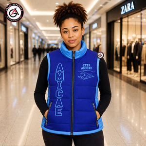 Nouveaux produits – Gilet matelassé unisexe Zeta Amicae imperméable et coupe-vent à col montant sans manches pour sororité - Product Image 4