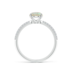 14K Pure Gold Classic Oval Cut Natural Ethiopian <b>Opal</b> Knife Edge <b>Ring</b> Pave Setting Round Cut Accent Diamond Dual Side Band <b>Ring</b> - Product Image 2