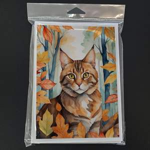 Whimsical Sokoke Cat in Fall Leaves Paquete de 8 A7 Tamaño 5x7 Tarjetas de notas en blanco con sobres para saludos - Product Image 3