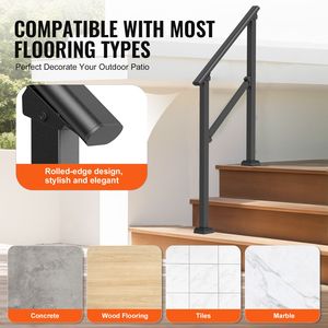 2 Pezzi Corrimano per Scale Esterne a 2-3 Gradini in Acciaio al Carbonio con Kit di Installazione - Dispositivi Ausiliari per una Navigazione Sicura - Product Image 5