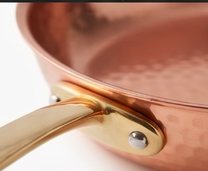 Copper Frying <b>Pan</b> With Brass <b>Handle</b> Handmade Classic Design Durable For Gas Use And Induction Cooker Use No Coating - Product Image 5