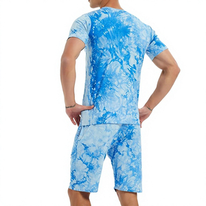 Men Summer <b>Set</b> casual two piece outfit for warm weather daily use made for men who prefer easy simple relaxed wear style - Product Image 2