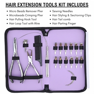 Kit d'application d'extensions de cheveux de haute qualité, pinces à sertir en acier inoxydable - Product Image 2