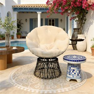 Sedia da Giardino Circolare Beige Papaya per Arredamento da Esterno - Product Image 1