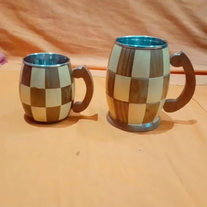Eco-Friendly Polished Wooden Viking <b>Mug</b> with Hand Carved Engraving and Animal Design-Valentine's Day & Halloween Gift - Product Image 1