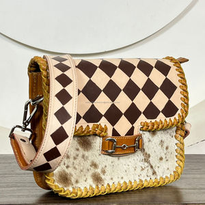 New Best Selling Cowhide Crossbody Bag for Women Tooled Genuine <b>Leather</b> Strap Checkerboard Flap Shoulder <b>Purse</b> Boutique Handbag - Product Image 4
