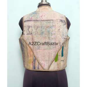 Chaqueta de Mujer 100% Algodón Puro Kantha, Acolchada, Transpirable, Estampada, con Patrón Floral Vintage, para Primavera/Otoño - Product Image 5