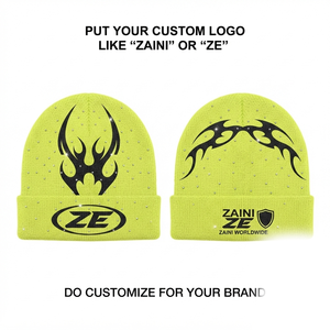 Gorro de Punto Acrílico Premium ZAINI, 280 GSM, Colores Neón, con Bordado Personalizado, Gorro de Invierno - Product Image 1