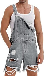 Peto vaquero 100% algodón para hombre, corte ajustado, bolsillos frontales, tirantes ajustables, transpirable, con botones, ropa de trabajo para verano y primavera - Product Image 3