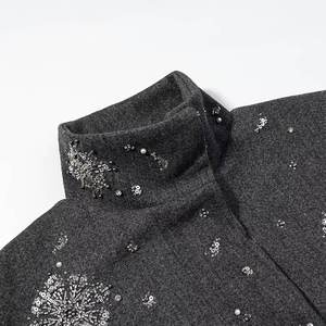 เสื้อคลุมไหมพรมกำมะหยี่บุขนมัสครัตสำหรับผู้หญิงไซส์ใหญ่  ฤดูใบไม้ร่วง  ผ้าหนังวัว  แขนยาว  สไตล์ลำลอง  เรียบหรู  มีเท็กซ์เจอร์  สีพื้น - Product Image 4