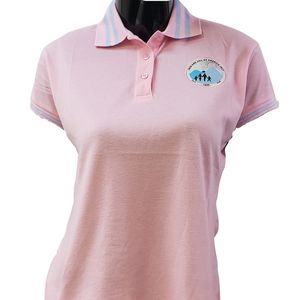 เสื้อโปโลปักลายสีชมพูสำหรับผู้หญิง แขนสั้นลำลอง ชุดยูนิฟอร์มธุรกิจสำหรับทุกวัน เสื้อผ้าสไตล์ชีวิตประจำวันที่สวมใส่สบาย - Product Image 1
