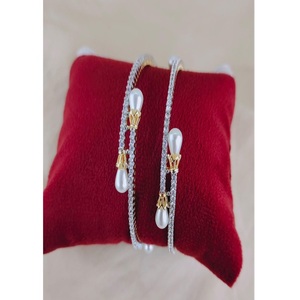 Modern Designer Premium Quality Stylish Gold Plated Brass AD <b>White</b> Finish Diamond Look Bangles Wedding Party Wear for Women - Product Image 2