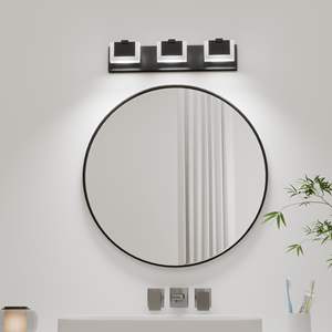 Moderna Lámpara de Pared LED Negra de 3 Luces para Baño, Iluminación Arriba y Abajo para Sobre el Espejo, 6000K - Product Image 3