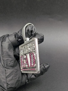 จี้เพชรโมอิสซาไนต์ VVS หรูหรา สไตล์ฮิปฮอป เงินแท้ 925  จี้รูปทรงสี่เหลี่ยมผืนผ้าสองสี  จี้ตัวอักษรแบบกำหนดเอง  ของขวัญ - Product Image 5