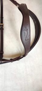 Bride de cheval portable en cuir noir confortable avec raccords en laiton pour le dressage et la course d'équitation Hakka More Bridle - Product Image 3