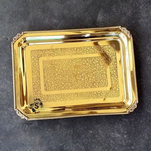 Plateau en laiton classique, plat de service décoratif en métal, élégant accessoire de table vintage pour restaurants, hôtels, célébrations de mariage - Product Image 6