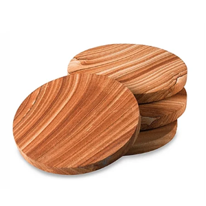 Round Wooden <b>Coaster</b> <b>Set</b> Of 4 Pcs With Wood Finished For Hot & Cold Cover Of Beverage Kitchenware <b>Coaster</b> <b>Set</b> - Product Image 3