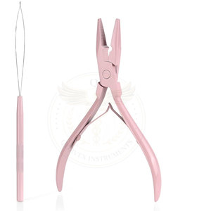 Hair Extensions Tools Kit - Stainless Steel Pliers for Hair Apply & Remove Micro Ring Loop and Loop <b>Needle</b> <b>Threader</b> Tool - Product Image 3