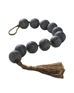 <b>Best</b> Seller Grey Stone Style Bead Garland With Tassel Rustic Farmhouse Decor Boho Home Styling Accent Piece Design - Product Image 1