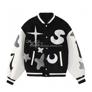 Best Quality <b>Men</b> Varsity <b>Jacket</b> Manufacturer <b>White</b> Leather Sleeves Chenille Patches Varsity <b>Jacket</b> With Embroidery Logo - Product Image 1
