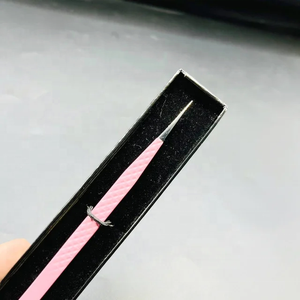 Pince à épiler à pointe droite pour extension de cils couleur rose bébé enduit forte adhérence pince à cils marque privée - Product Image 1