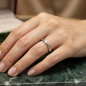 925 Sterling <b>Silver</b> Moissanite <b>Solitaire</b> <b>Ring</b> Round Brilliant Cut Diamond Prong Set Wedding Band <b>Ring</b> - Product Image 5