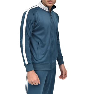 Survêtement pour homme, sweat-shirt à col montant avec fermeture éclair intégrale et poches latérales, vêtements de sport décontractés, respirant, en polyester et coton - Product Image 3