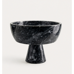 Vente en gros de bols sur piédestal en marbre noir de luxe, plateau à fruits en pierre naturelle sur pied, centre de table décoratif pour la décoration de la maison et des hôtels - Product Image 1