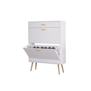16 paia bianco ingresso scarpiera portaoggetti con 2 cassetti per tacchi stivali organizzatore pantofole - Product Image 3