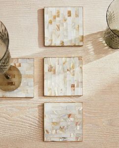 High Quality Set of 4 Mother of Pearl <b>Coasters</b> Luxurious Mosaic <b>Table</b> <b>coaster</b> for Tableware Collection Wholesale From Vietnam - Product Image 2