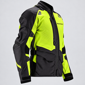 Chaqueta de Motocicleta Manwa Industry, de Cuero, con Bloques de Color, Amarillo de Alta Visibilidad, Resistente al Viento, Manga Larga, Precio al por Mayor, OEM, Precio Económico - Product Image 2