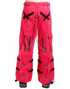 Pantalon punk pour homme rose, rouge, vert avec plusieurs poches, broderie chaîne, taille haute, fermeture à cordon, mode printemps - Product Image 2