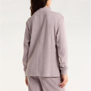 Women's Lilac Mock Neck Oversized Knit Sweater <b>Drop</b> Shoulder Long Sleeve Casual Pullover Loose Fit Soft Cozy Ribbed Cotton Blend - Product Image 6