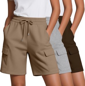 Women's Shorts Solid Color Cargo Shorts Mid Waist Drawstring Knitted Loose Fit Casual Pockets Breathable Summer Wear Shorts ODM - Product Image 6