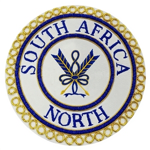 Round <b>Sew</b>-On Embroidered Patch Badge South Africa North Blue Gold Fabric Uniform Insignia - Product Image 4
